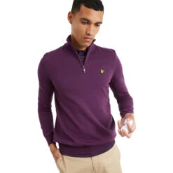 Lyle & Scott Lyle Scott Windtop Pullover W9 MENS HZ L SMALL AUTUMNBRY -Elite Golf Shop 341473 AutumnBerry LyleScott Golf Pullover 2