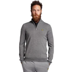 Lyle & Scott Lyle Scott Windtop PulloverW22 MENS HZ L SMALL MIDGRYMAR -Elite Golf Shop 341473 MidGreyMarl LyleScott Golf Pullover 2