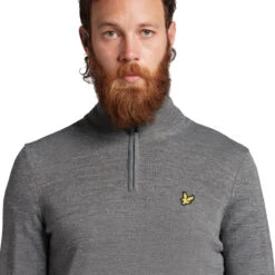 Lyle & Scott Lyle Scott Windtop PulloverW22 MENS HZ L SMALL MIDGRYMAR -Elite Golf Shop 341473 MidGreyMarl LyleScott Golf Pullover 4