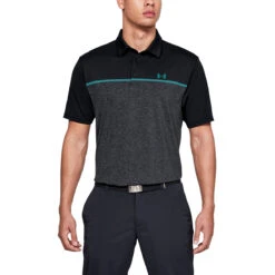 Under Armour UA Polo Playoff Engineerd 2 W9 MENS SS SMALL BLKTEAL -Elite Golf Shop 348674 BlackTeal Under Armour Tonal Heather Playoff 2.0 Polo Shirt 3