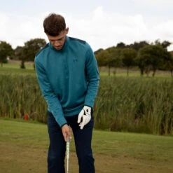 Under Armour UA Windtop Sweaterfleece W9 MENS HZ L SMALL TEALVIBE -Elite Golf Shop 348732 TealVibe Under Armour Sweaterfleece Zip Windtop 7