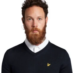Lyle & Scott Lyle Scott Windtop V Knit W22 MENS VN SMALL DARKNAVY -Elite Golf Shop 356425 dark navy 4