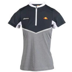 Ellesse Polo Durella Zip S20 LADIES SS SIZE 14 BLKGRYWHT