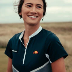 Ellesse Polo Durella Zip S20 LADIES SS SIZE 14 BLKGRYWHT -Elite Golf Shop 358763 ls 1