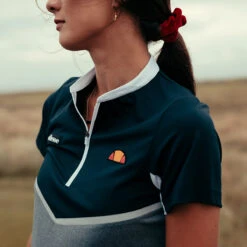 Ellesse Polo Durella Zip S20 LADIES SS SIZE 14 BLKGRYWHT -Elite Golf Shop 358763 ls 3