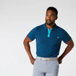 Ocean Tee Polo Mako S20 MENS SS SMALL AQUA -Elite Golf Shop 359361 Ocean Tee Mako Polo Shirt Navy 4