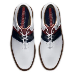 FootJoy FJ Premiere Packard S21 ATHLETIC 7 MED WHITE -Elite Golf Shop 369453 White Navy Red FootJoy Premiere Packard Shoes 5