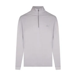 Greg Norman Gnorman Midlayer Logo W21 MENS HZ L SMALL BLKHEATHR -Elite Golf Shop 390032 SharkGrey Greg Norman Heathered Quarter Zip Mock Midlayer 1