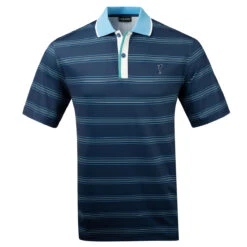 Golfino Polo Multi Stripe S21 MENS SS SMALL BLUE BAY -Elite Golf Shop 390374 BluePrint GOLFINO Multi Stripe Polo Shirt 1