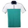 Golfino Polo ColourBlk Zip S21 MENS SS SMALL OPTBLUPNT -Elite Golf Shop 390385 Lake White GOLFINO Colour Block Zip Polo Shirt 1