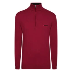 Benross Midlayer Knit W21 MENS HZ L SMALL BLACK -Elite Golf Shop 392671 Burgundy Benross Knitted Half Zip Midlayer 1