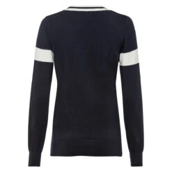 Golfino Sweater Knit W21 LADIES VN SIZE 8 SNOWWHITE -Elite Golf Shop 394032 Navy White GOLFINO Knitted Midlayer 2