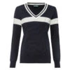 Golfino Sweater Knit W21 LADIES VN SIZE 8 SNOWWHITE -Elite Golf Shop 394032 Navy White GOLFINO Knitted Midlayer 4