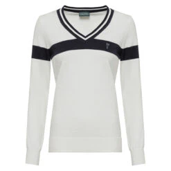 Golfino Sweater Knit W21 LADIES VN SIZE 8 SNOWWHITE -Elite Golf Shop 394032 SnowWhite GOLFINO Knitted Midlayer 1