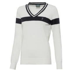 Golfino Sweater Knit W21 LADIES VN SIZE 8 SNOWWHITE -Elite Golf Shop 394032 SnowWhite GOLFINO Knitted Midlayer 2