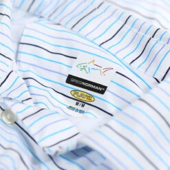 Greg Norman Gnorman Polo Stripe S22 MENS SS SMALL WHTE -Elite Golf Shop 397199 white 4