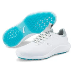 PUMA Golf Puma Ignite Pro S22 ATHLETIC 4 WHTSILBLU -Elite Golf Shop 399583 White Silver Blue PUMA Golf IGNITE Pro Ladies Shoes 4