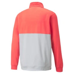 PUMA Golf Puma Midlayer Gamer Colrbk S22 MENS HZ L SMALL COBHIGHRI -Elite Golf Shop 399798 HotCoral HighRise PUMA Golf Gamer Colorblock Zip Midlayer 2