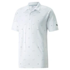 PUMA Golf Puma Polo Cloudspun H8 GolfS22 MENS SS SMALL WHITENAVY -Elite Golf Shop 400106 BrightWhite NavyBlazer PUMA Golf CLOUDSPUN H8 Golf Polo Shirt 1
