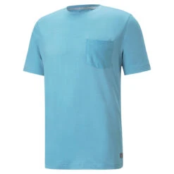 PUMA Golf Puma Tee EGW Cloud PushcartS22 MENS SS SMALL NBBLZHTH -Elite Golf Shop 400229 DustyAqua PUMA Golf EGW CLOUDSPUN Pushcart Pocket T Shirt 1
