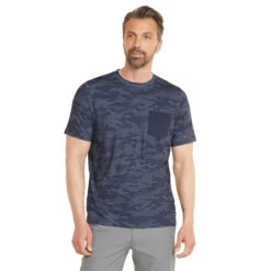 PUMA Golf Puma Tee EGW Cloud PushcartS22 MENS SS SMALL NBBLZHTH -Elite Golf Shop 400229 NavyBlazer Camo PUMA Golf EGW CLOUDSPUN Pushcart Pocket T Shirt 3