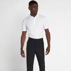 Calvin Klein CK Polo Monogram S22 MENS SS SMALL WHITEBLK -Elite Golf Shop 401863 White Black Calvin Klein Monogram Polo Shirt 5