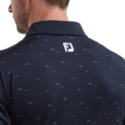 FootJoy FJ Polo Shoal Print S22 MENS SS SMALL NVY -Elite Golf Shop 403134 Navy FootJoy Shoal Print Polo Shirt 3