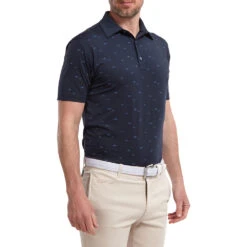 FootJoy FJ Polo Shoal Print S22 MENS SS SMALL NVY -Elite Golf Shop 403134 Navy FootJoy Shoal Print Polo Shirt 4