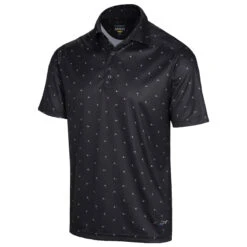 Greg Norman Gnorman Polo ML75 Pin Flag W22 MENS SS SMALL WHTE -Elite Golf Shop 404524 Black Greg Norman Mens ML75 Microlux Pin Flag Print Polo Shirt 1 1
