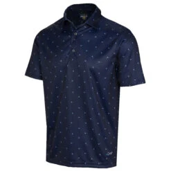Greg Norman Gnorman Polo ML75 Pin Flag W22 MENS SS SMALL BLACK 4 -Elite Golf Shop 404524 Navy Greg Norman Mens ML75 Microlux Pin Flag Print Polo Shirt 1