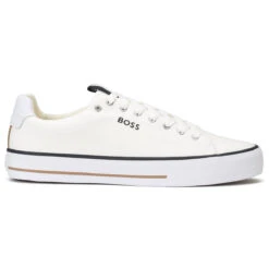 Hugo Boss Aiden Tenn S22 ATHLETIC 7 WHITE -Elite Golf Shop 404629 White Hugo Boss Aiden Cotton Canvas Trainers 1