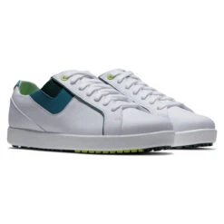 FootJoy FJ Links W22 ATHLETIC 4 MED WHTGRNBLU -Elite Golf Shop 406037 White Green Blue FootJoy Ladies Links Shoes 6