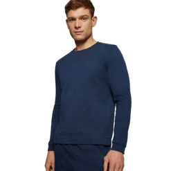 Hugo Boss Sweater Salbo CurS22 MENS LS SMALL LHTPASGRY -Elite Golf Shop 406771 Navy Hugo Boss Salbo Curved Sweater 2