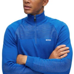 Hugo Boss Windtop Zandi S22 MENS LS SMALL DARK BLUE -Elite Golf Shop 406877 MediumBlue Hugo Boss Zandi Midlayer 4