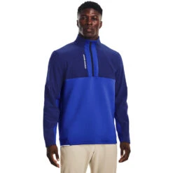 Under Armour UA Windtop Storm Daytona W22 MENS HZ L SMALL BLACKBLAC -Elite Golf Shop 407931 Blue Blue Reflective Under Armour Mens Storm Daytona Zip Midlayer 1