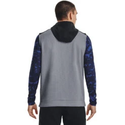 Under Armour UA Vest Sweaterfleece StormW22 MENS SL SMALL BLKREDWHT -Elite Golf Shop 408072 Steel Blue White Under Armour Mens Storm SweaterFleece Golf Gilet 2