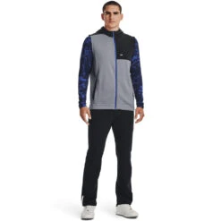 Under Armour UA Vest Sweaterfleece StormW22 MENS SL SMALL BLKREDWHT -Elite Golf Shop 408072 Steel Blue White Under Armour Mens Storm SweaterFleece Golf Gilet 3