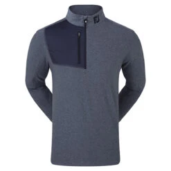FootJoy FJ Windtop Heather Chill W22 MENS LS SMALL HEATHCHAR -Elite Golf Shop 408467 Navy FootJoy Mens Heather Chill Out XP Midlayer 1