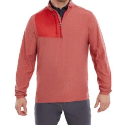 FootJoy FJ Windtop Heather Chill W22 MENS LS SMALL HEATHCHAR -Elite Golf Shop 408467 Red FootJoy Mens Heather Chill Out XP Midlayer 3