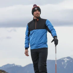 FootJoy FJ Windtop Hydroknit W22 MENS HZ L SMALL BLKSAPPH -Elite Golf Shop 408494 Black Sapphire FootJoy Mens Hydroknit Waterproof Half Zip Golf Jacket 5