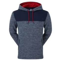 FootJoy FJ Hoodie Thermal W22 MENS LS SMALL NAVY RED -Elite Golf Shop 408557 Navy Red FootJoy Mens Thermal Golf Hoodie 1