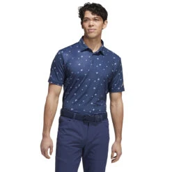 Adidas Golf Adidas Polo All Over Print W22 MENS SS SMALL BLACK -Elite Golf Shop 408649 Navy adidas Golf Mens Ultimate365 All Over Print Polo Shirt 2