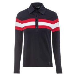 Golfino Polo Chest Band W22 LADIES LS SIZE 8 NAVY