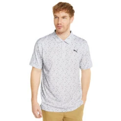 PUMA Golf Puma Polo Mattr Beach Trip W22 MENS SS SMALL WHTQTESHD -Elite Golf Shop 410692 BrightWhite QuietShade PUMA Golf Mens MATTR Beach Trip Polo Shirt 3