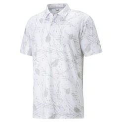 PUMA Golf Puma Polo Cloudspun FrequenW22 MENS SS SMALL WHTHGHRIS -Elite Golf Shop 410725 White HighRise PUMA Golf Mens CLOUDSPUN Frequency Polo Shirt 1