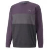 PUMA Golf Puma Windtop Cloudspun CB W22 MENS CN SMALL NVYQUTESH -Elite Golf Shop 410769 Purple Charcoal Black PUMA Golf Mens CLOUDSPUN Colourblock Crewneck Midlayer 1