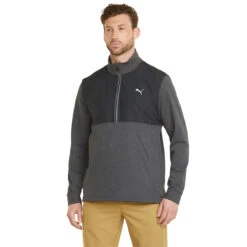PUMA Golf Puma Windtop Cloudsp WRMLBLW22 MENS LS SMALL BLACK -Elite Golf Shop 410829 Black PUMA Golf Mens CLOUDSPUN WRMLBL Zip Midlayer 3