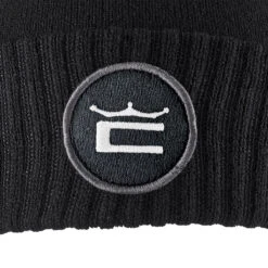 Cobra Beanie Crown C Pom W22 MENS HAT ONE SIZE BLACK -Elite Golf Shop 410902 Black COBRA Golf Mens Crown C Pom Beanie 3