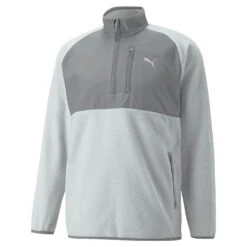 PUMA Golf Puma Windtop Sherpa W22 MENS LS SMALL QTESHDBLK -Elite Golf Shop 411075 HighRise QuietShade PUMA Golf Mens Sherpa Zip Midlayer 1