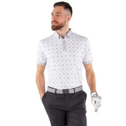 Galvin Green GGreen Polo Marlow W22 MENS SS SMALL WHT/GREY -Elite Golf Shop 411218 White CoolGrey Galvin Green Mens Marlow Polo Shirt 3